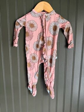 Posh Peanut Pink Daisy Footed One-Piece